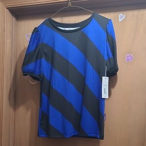 Liz Claiborne Blue and Black Striped Blouse